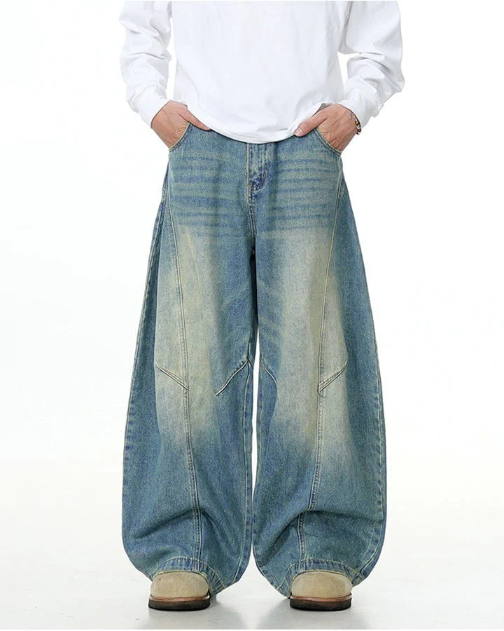 Washed Scimitar Design Jeans - Image 2