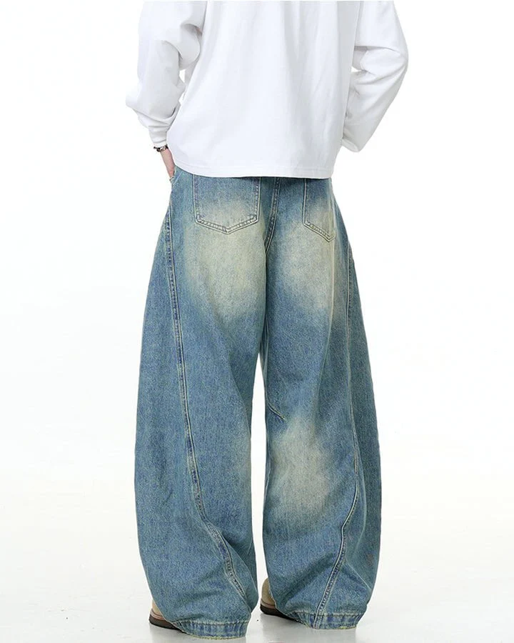 Washed Scimitar Design Jeans - Image 3