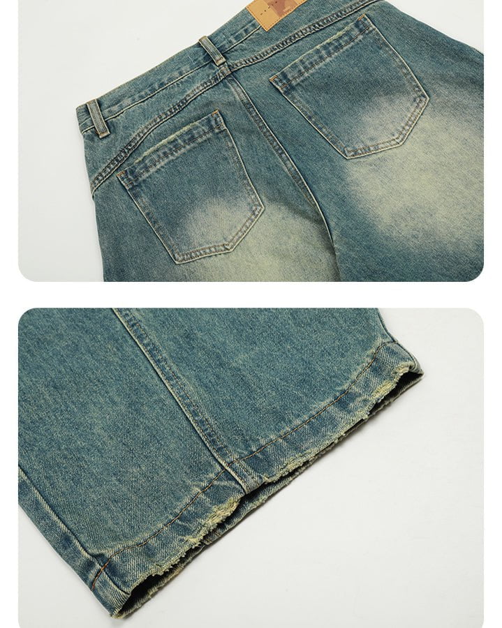 Washed Scimitar Design Jeans - Image 5