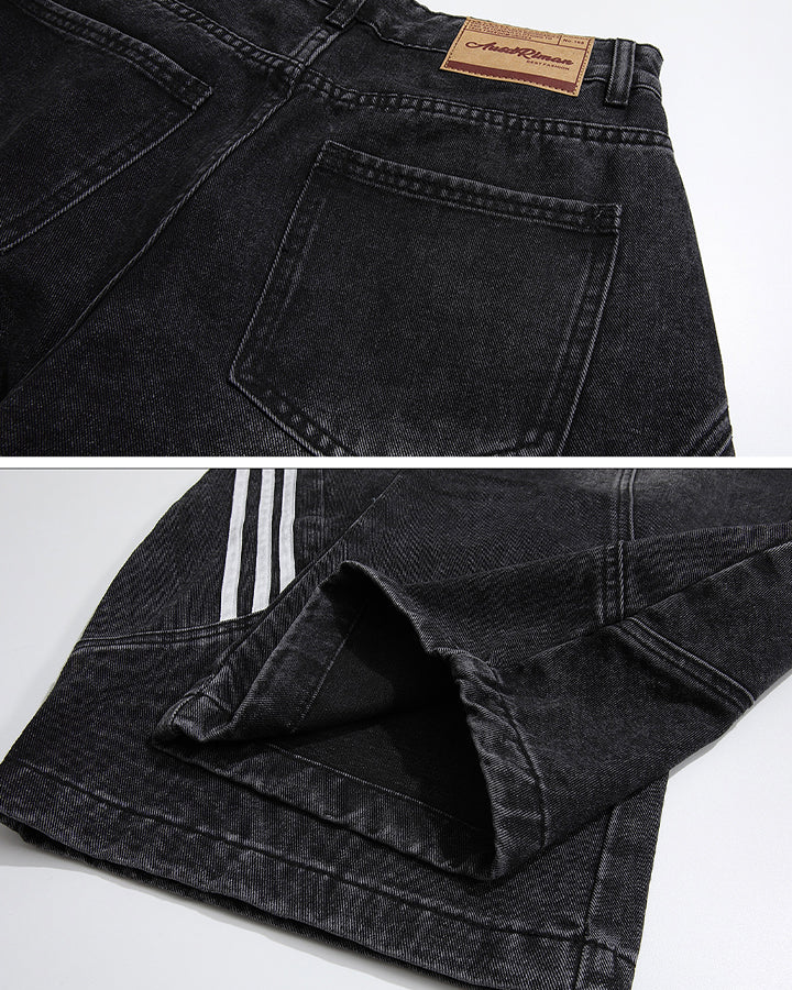 Washed Side Stripe Panel Denim Pants - Image 10