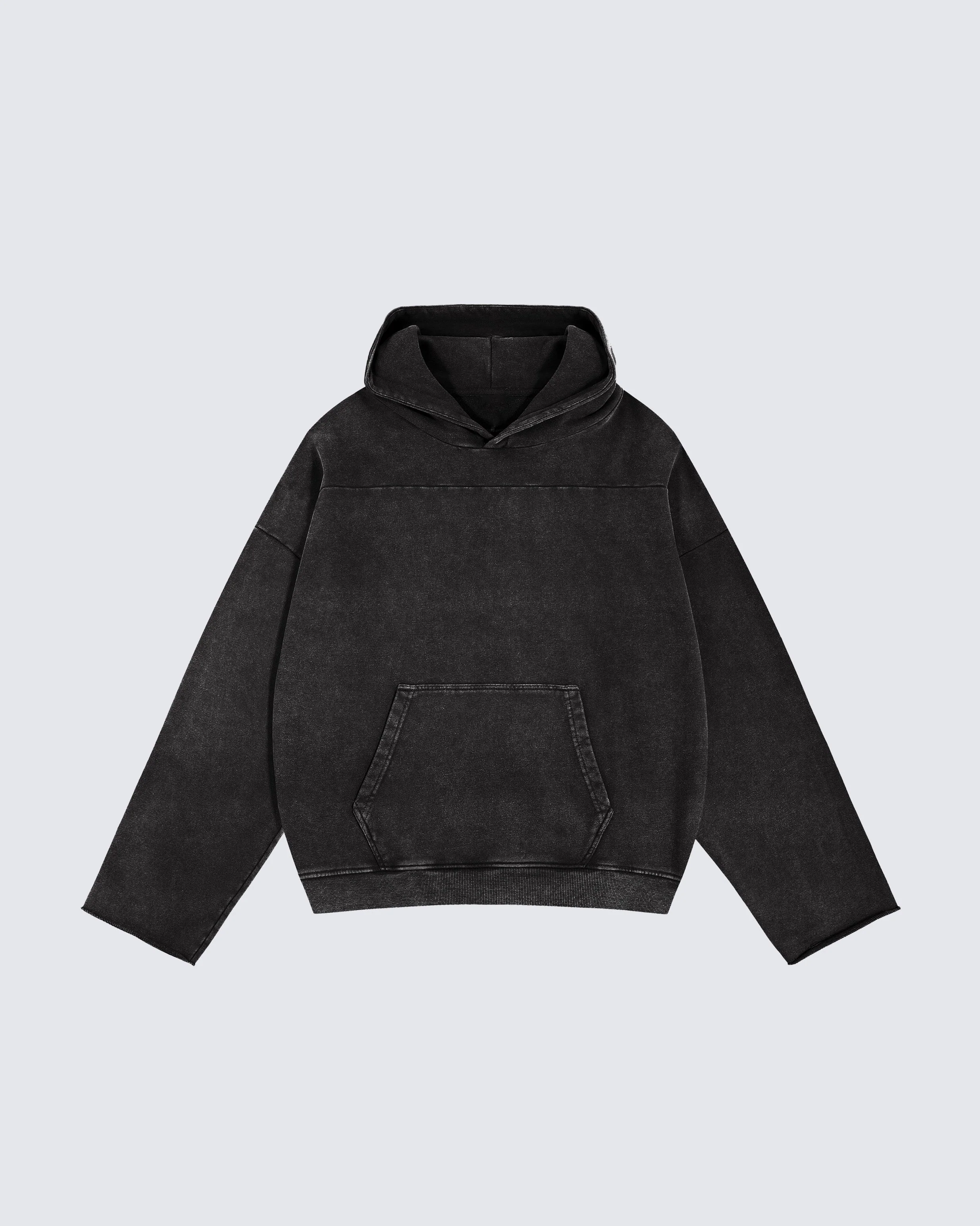 Washed Split-Panel Frayed Hoodie