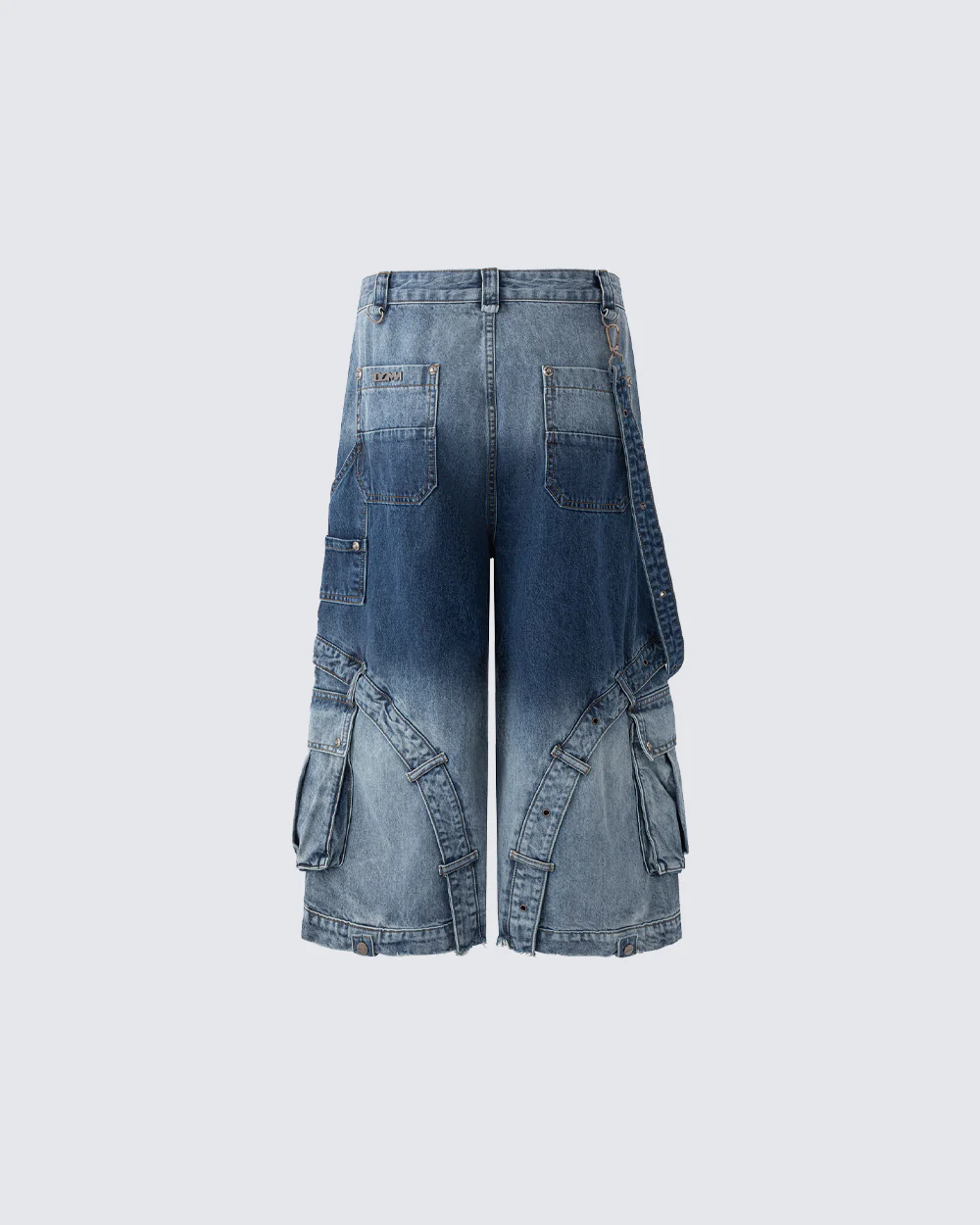 Washed Utility Wide Leg Cargo Shorts - Image 5