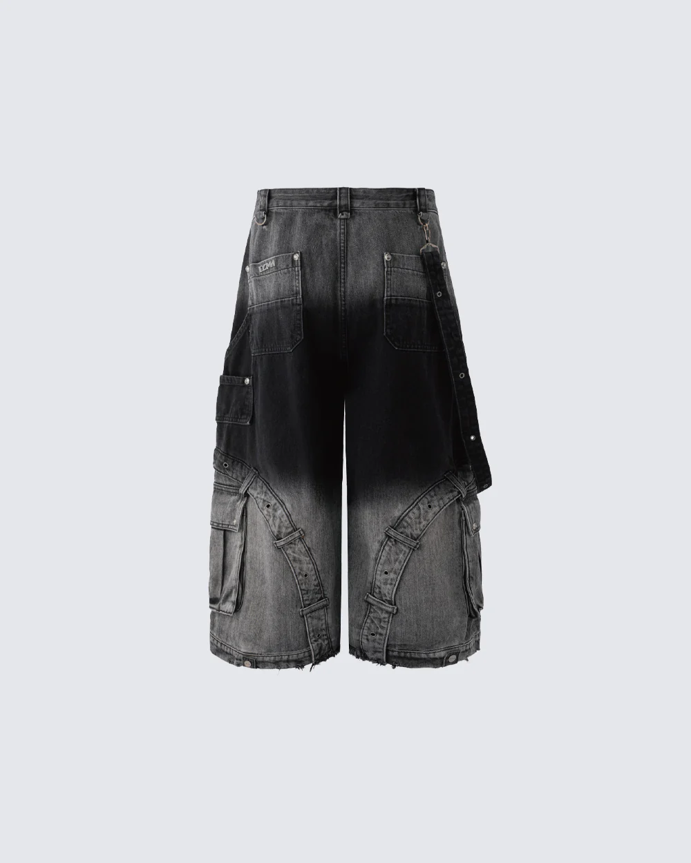 Washed Utility Wide Leg Cargo Shorts - Image 6