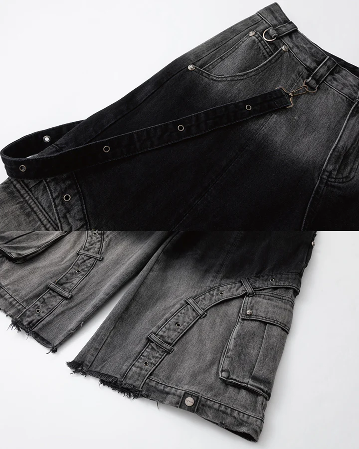 Washed Utility Wide Leg Cargo Shorts - Image 8