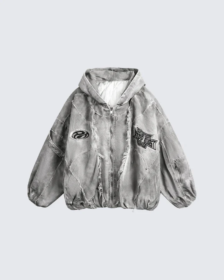 Washed Vintage Embroidered Sports Casual Tracksuit - Image 3