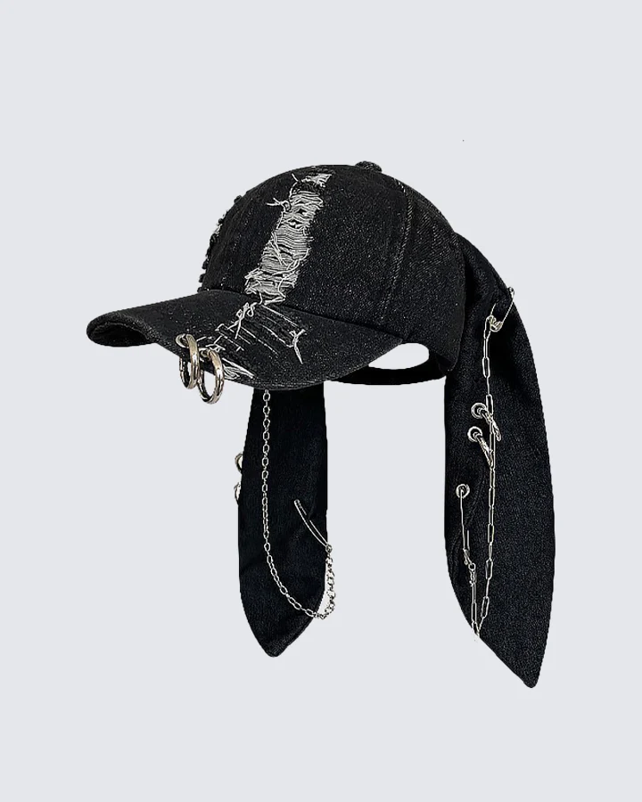 Wasteland Bunny Ear Distressed Denim Baseball Cap - Image 3
