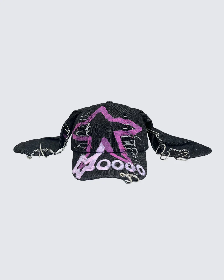 Wasteland Bunny Ear Distressed Denim Baseball Cap - Image 6