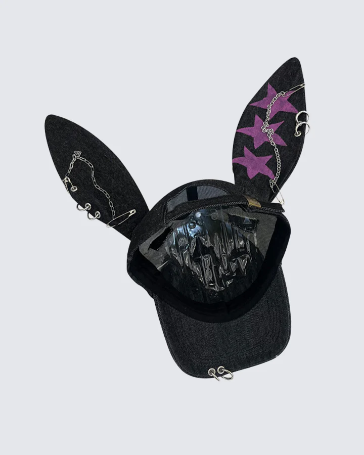 Wasteland Bunny Ear Distressed Denim Baseball Cap - Image 7