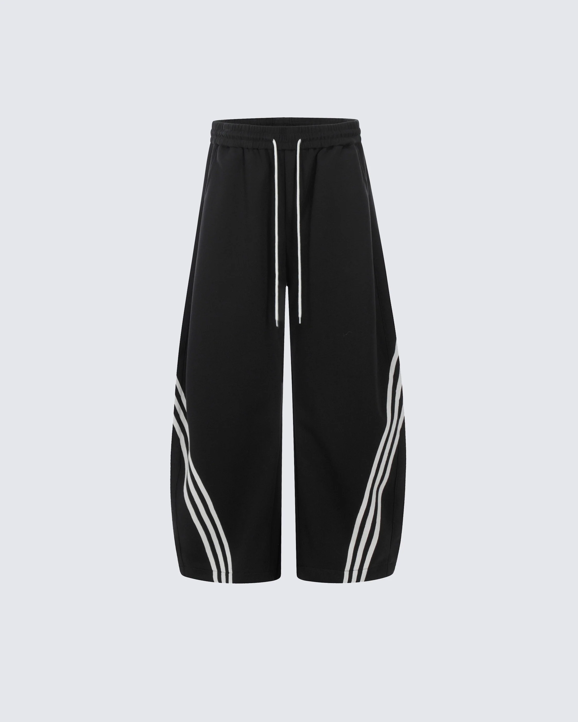 Wide-Leg Athletic Track Pants with Striped Design - Image 8