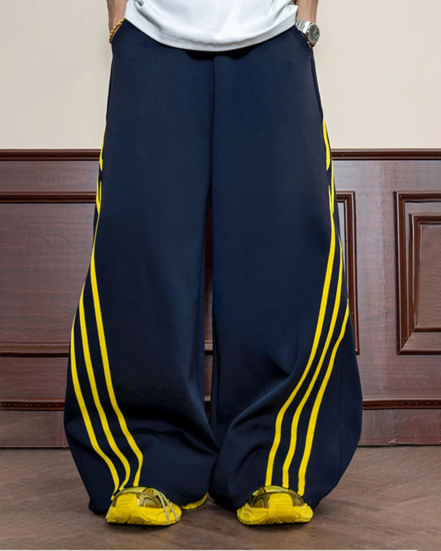 Wide-Leg Contrast Stripe Track Pants - Image 4