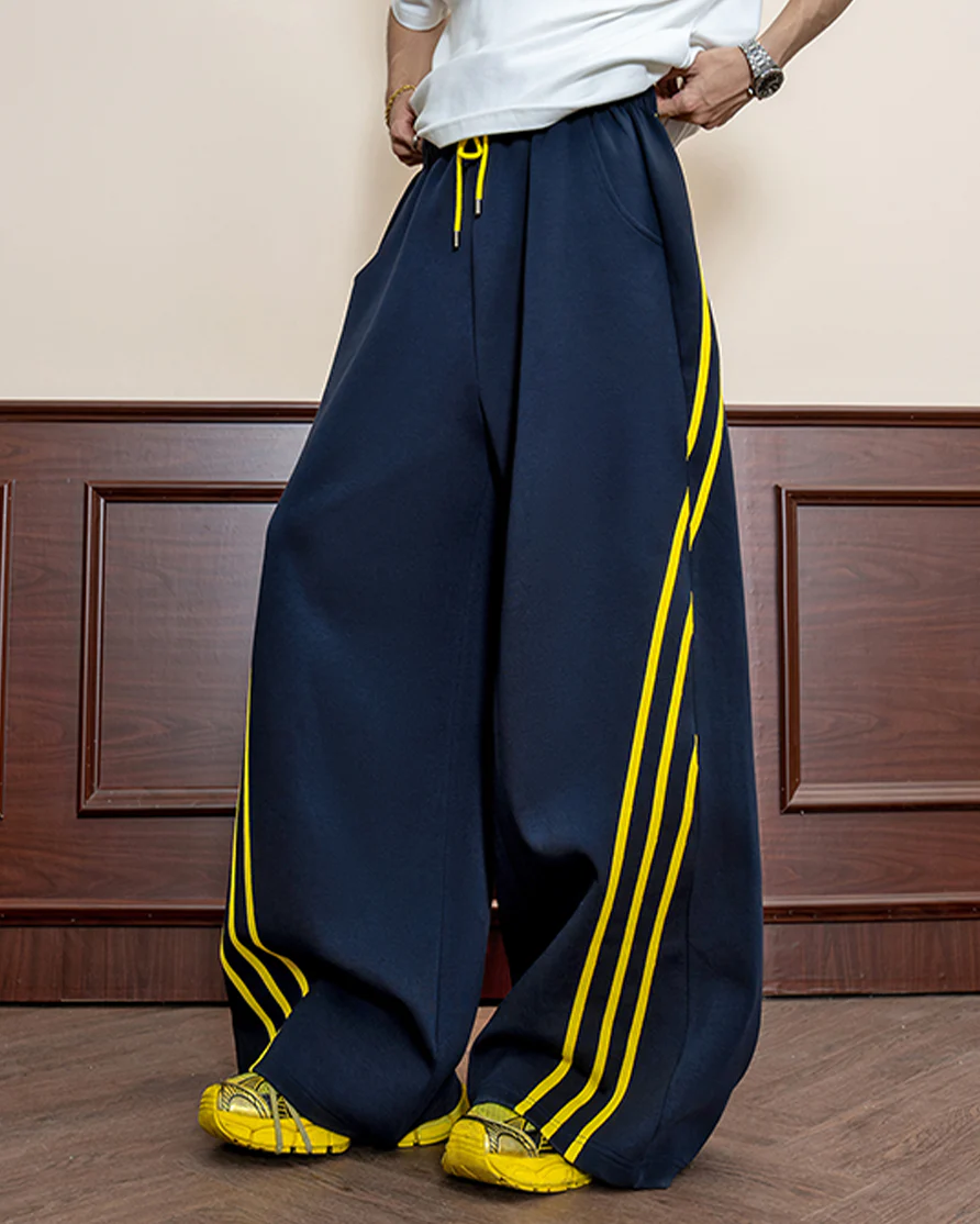Wide-Leg Contrast Stripe Track Pants - Image 5