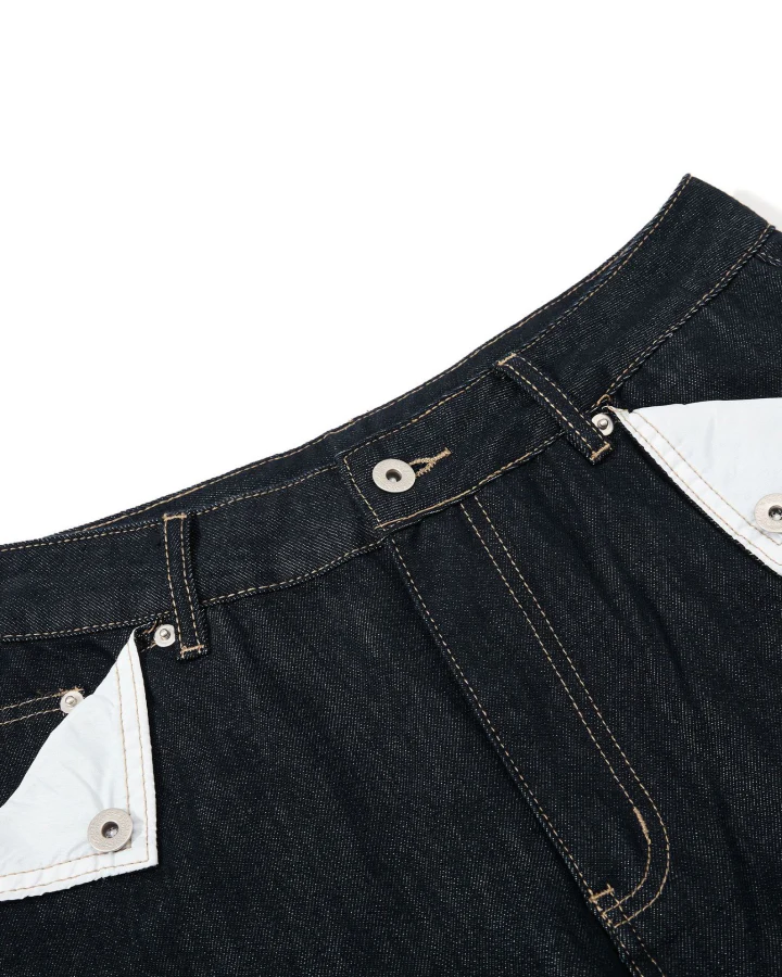 Wide Leg Denim Cargo Casual Pants - Image 4