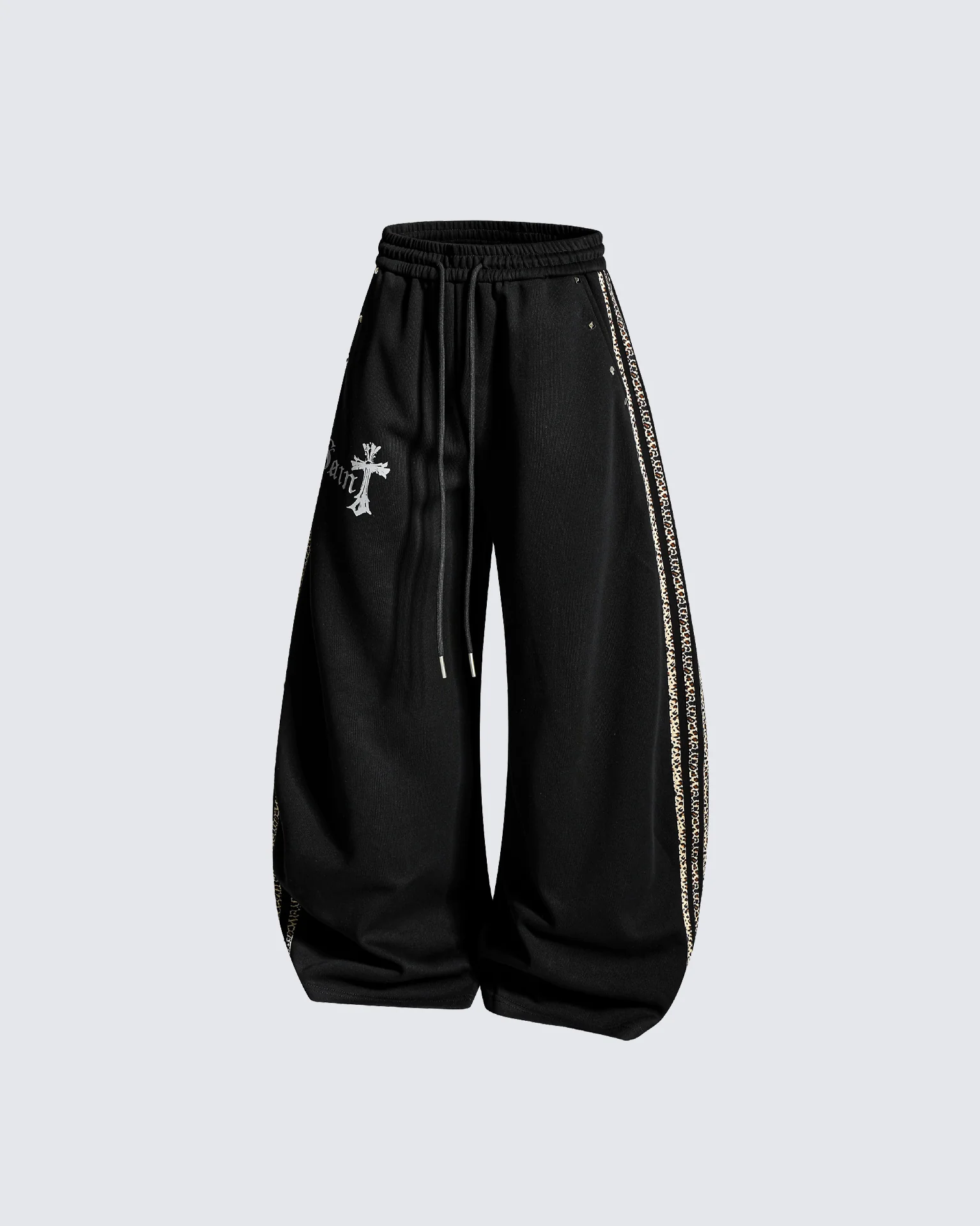 Winter Cross Print Wide-Leg Sweatpants - Image 3